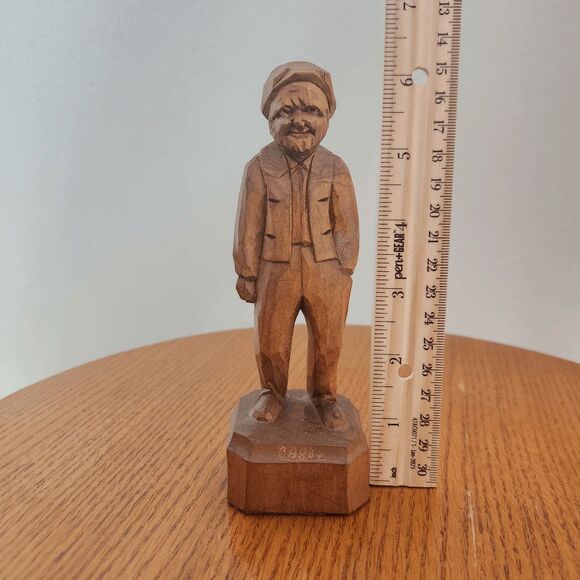 Vintage Paul Caron Wood Carving of Old Man Old Man Wooden Sculpture - Picture 9 of 10